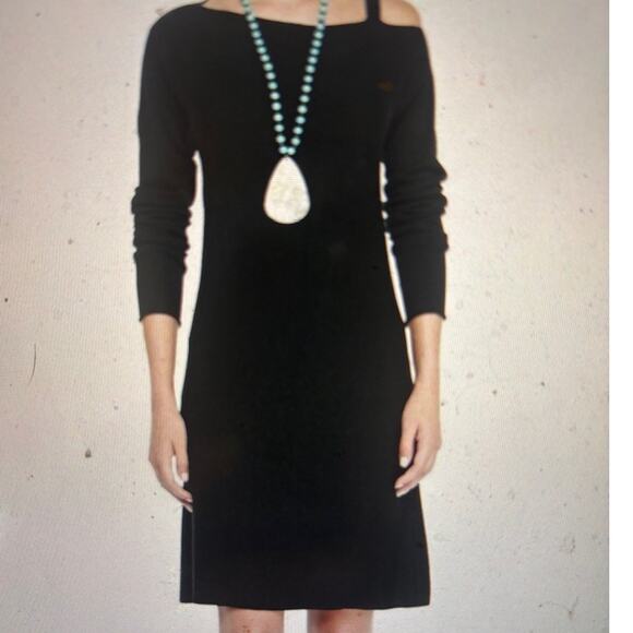 Eileen Fisher Asymmetrical Off Shoulder Merino Wool sweater Dress Tunic Size M - Picture 2 of 7